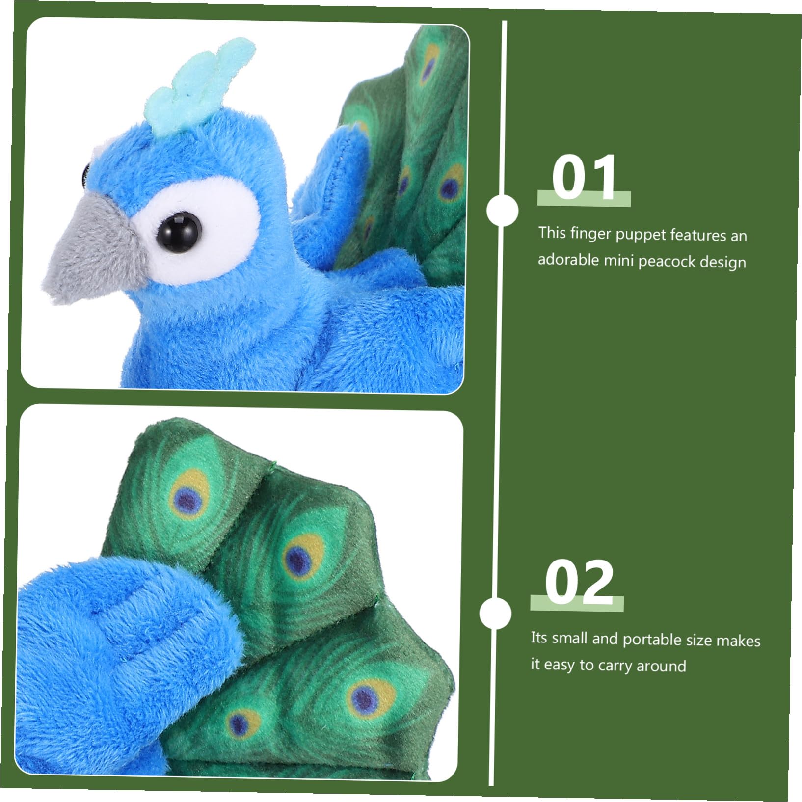 Mini Figurine de Paon en Peluche Bleu Coton PP, Jouet à Doigts pour Garçon et Filles, Accessoire de Narration Interactif pour Jeux de Rôle