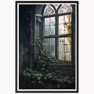 CKLEHYXI Vintage Halloween Canvas Wall Art Ghost Outside The Window Poster Dark Academia Retro Horror Creepy Picture Aesthetic Poster Spooky Print Pictures 12X16inch Unframed