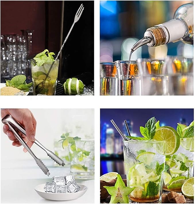 Kit de Coctelera de 19 Piezas con Soporte Giratorio, Acero Inoxidable miniatura 6