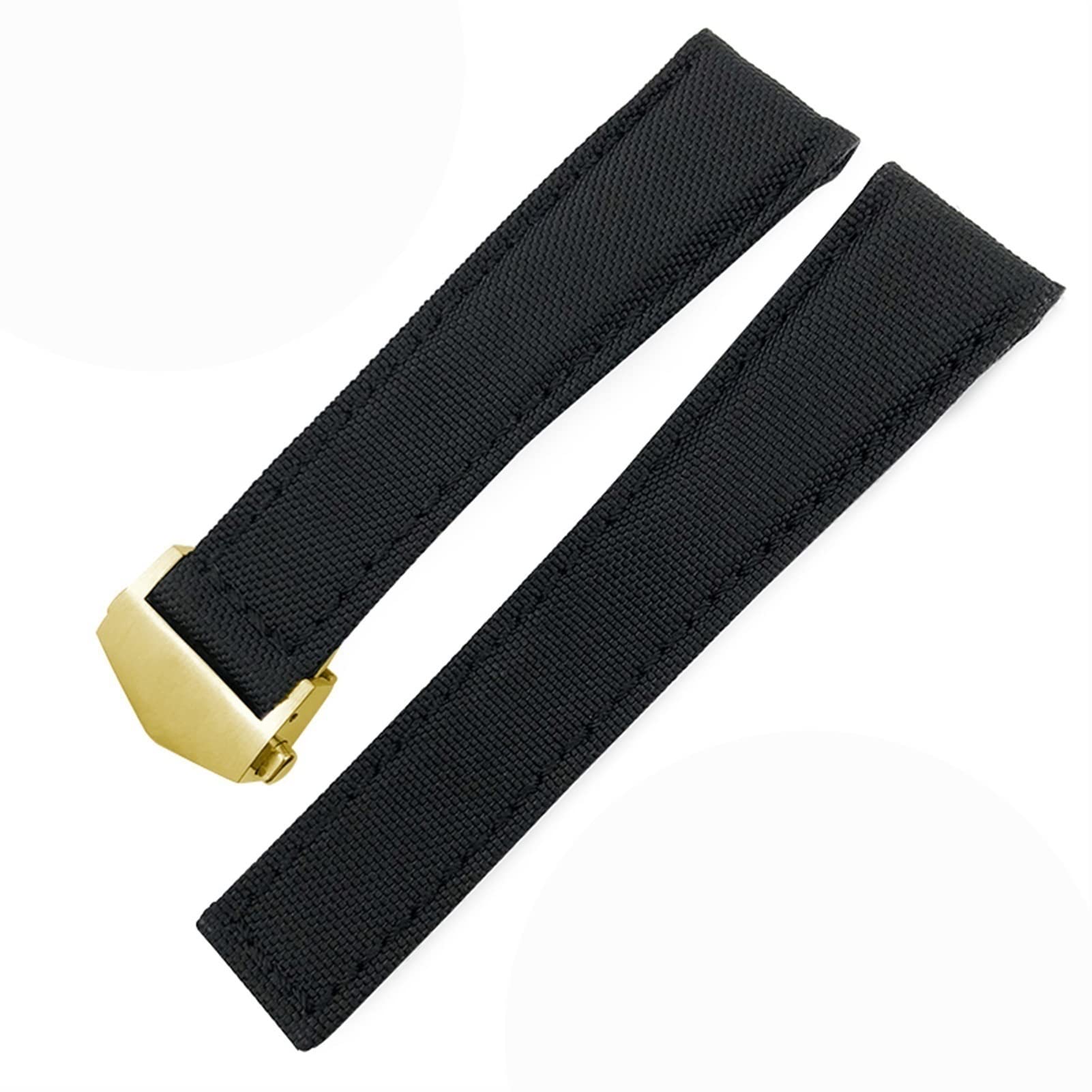 20mm 22mm Uhrenarmbänder Canvas Nylon Leder Uhrenarmband Faltschließe Schwarz Uhrenarmband Uhrenarmband ersetzen