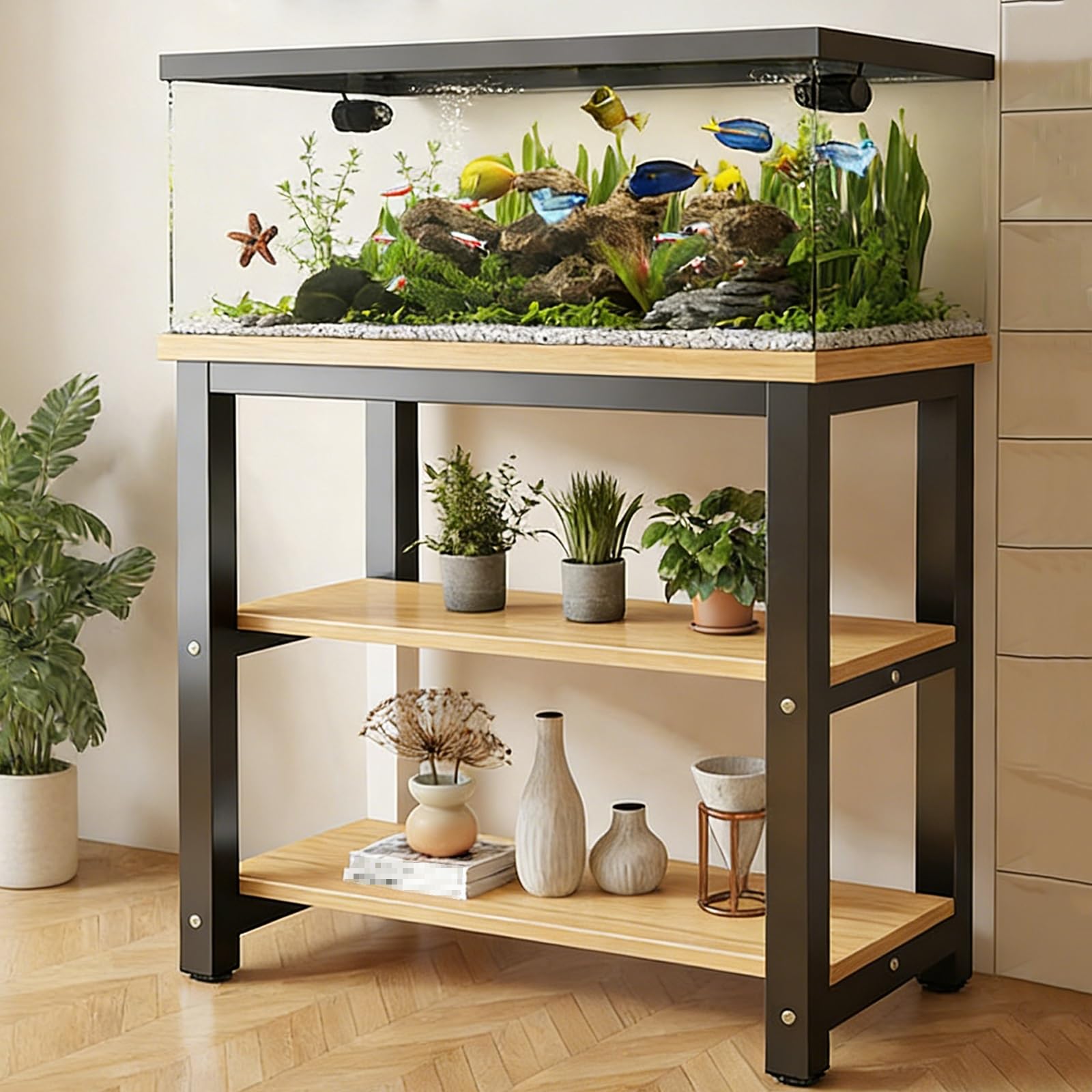 Meuble pour aquarium à 3 niveaux facile à assembler pour sécuriser vos bassins