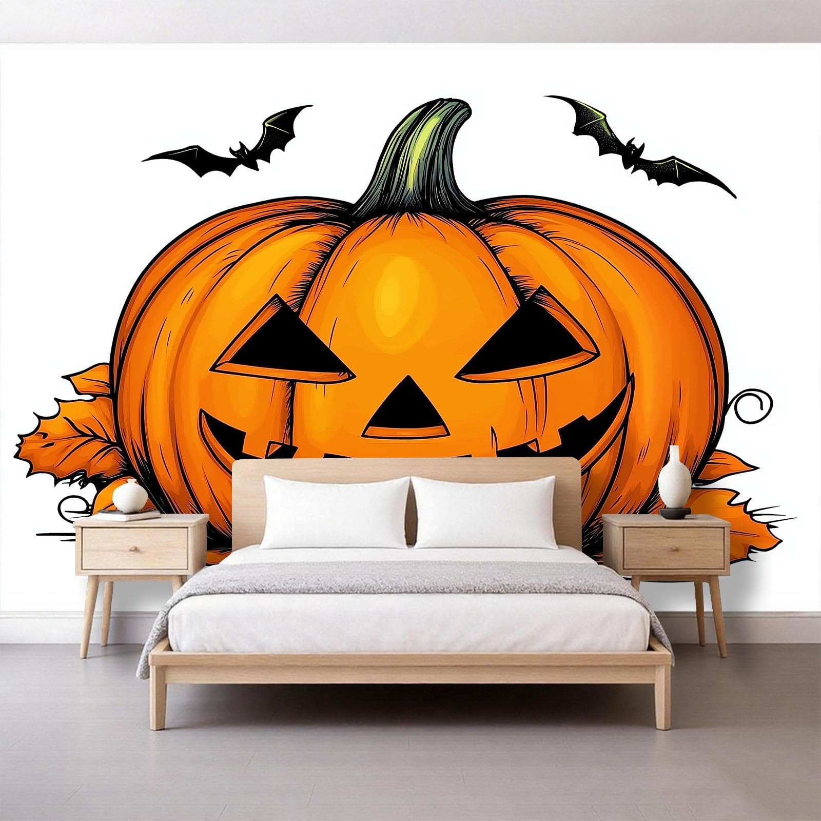 Niestandardowa fototapeta 3D, 250 x 175 cm, Halloween, dynie, mural, gruba włóknina, biała tapeta do salonu, tło telewizyjne