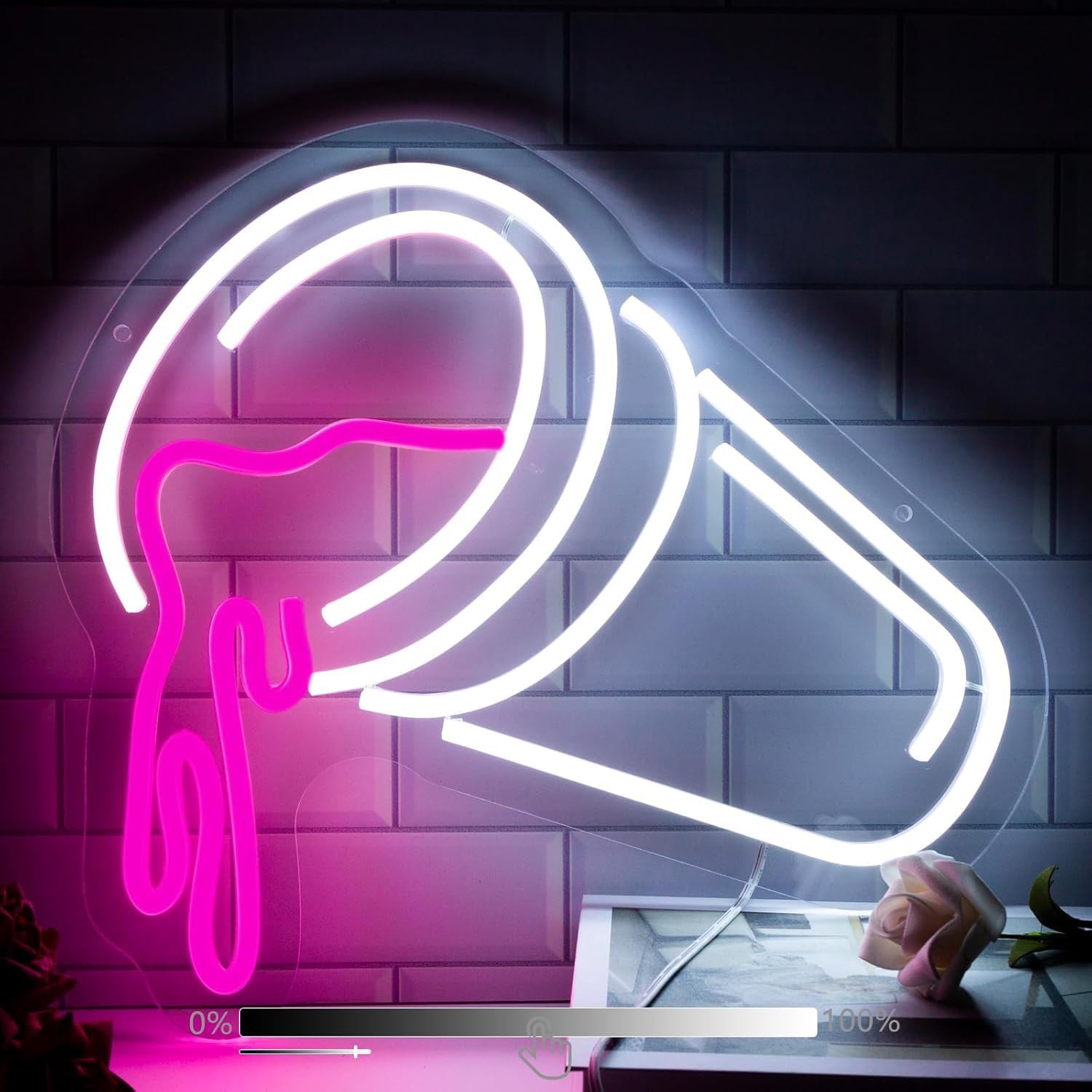 LED Neon Signs Bar Open Coffee Beer Cigarette Neon Sign Acrylic LED lights with Hanging Chain Light Up Sign for Bar Pub Store Man Cave Home Party Club Wall Decor 5V USB Powered Dimmable