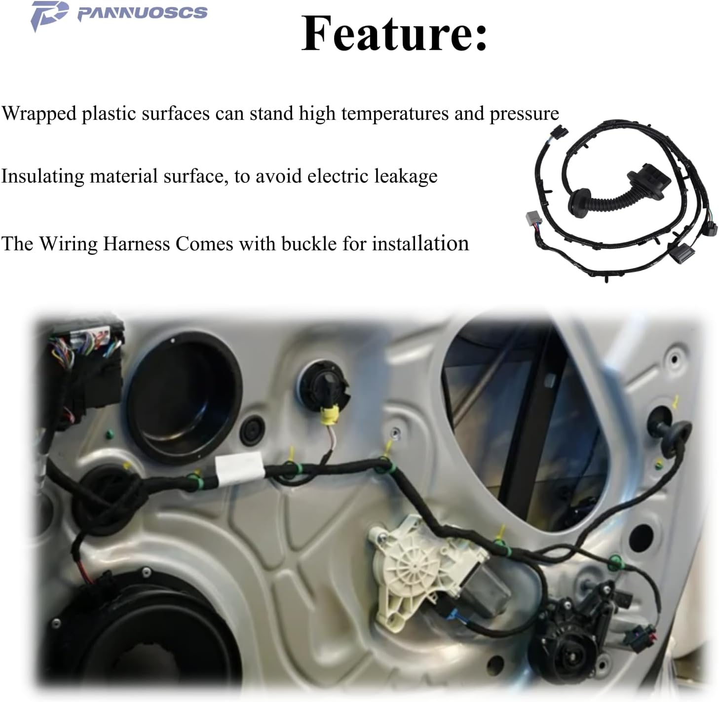 Rear Driver Side LH Door Wire Assembly Jumper 9L3Z-14631-CAA Rear Door Wiring Harness Compatible with 2009 2010 2011 2012 2013 2014 Ford F150 Crew Cab ONLY One Rear Left Door Jumper Wire Assembly