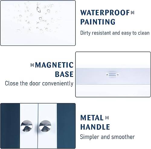 Miniatura 5 de MAISON ARTS Botiquín de baño con espejo y estante ajustable, armarios de pared para cocina y lavandería, color blanco