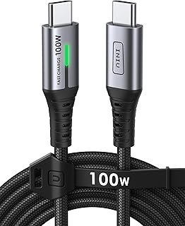 INIU Câble USB C, 2m 100W PD 5A Cable USB C Charge Rapide QC 4.0 Chargeur Type C Nylon Tressé pour iPhone 16 15 Samsung S23 Ultra iPad Air MacBook Pro Google Pixel 7 Xiaomi Switch PS5 Tablet S8 ECC.