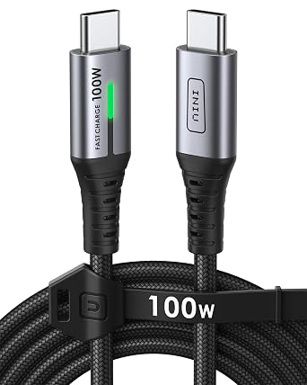 INIU Kabel USB C, 2m 100W PD Szybkie ładowanie Type C na USB-C kabel | Nylonowy Pleciony Kabel Ładowarki USB-C do iPhone 17 16 15 Pro Max Samsung S25 S24 Ultra Pixel 10 9a iPad Pro MacBook Air etc