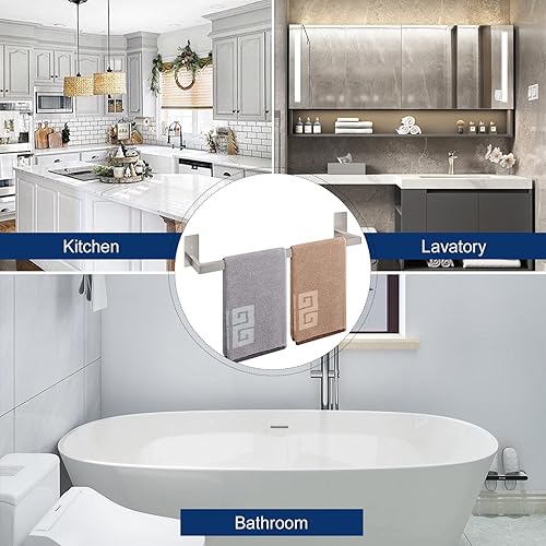Miniatura 6 de NearMoon Toallero autoadhesivo para baño, cuadrado de acero inoxidable, estante de pared para baño, toallero para colgar, estilo contemporáneo,