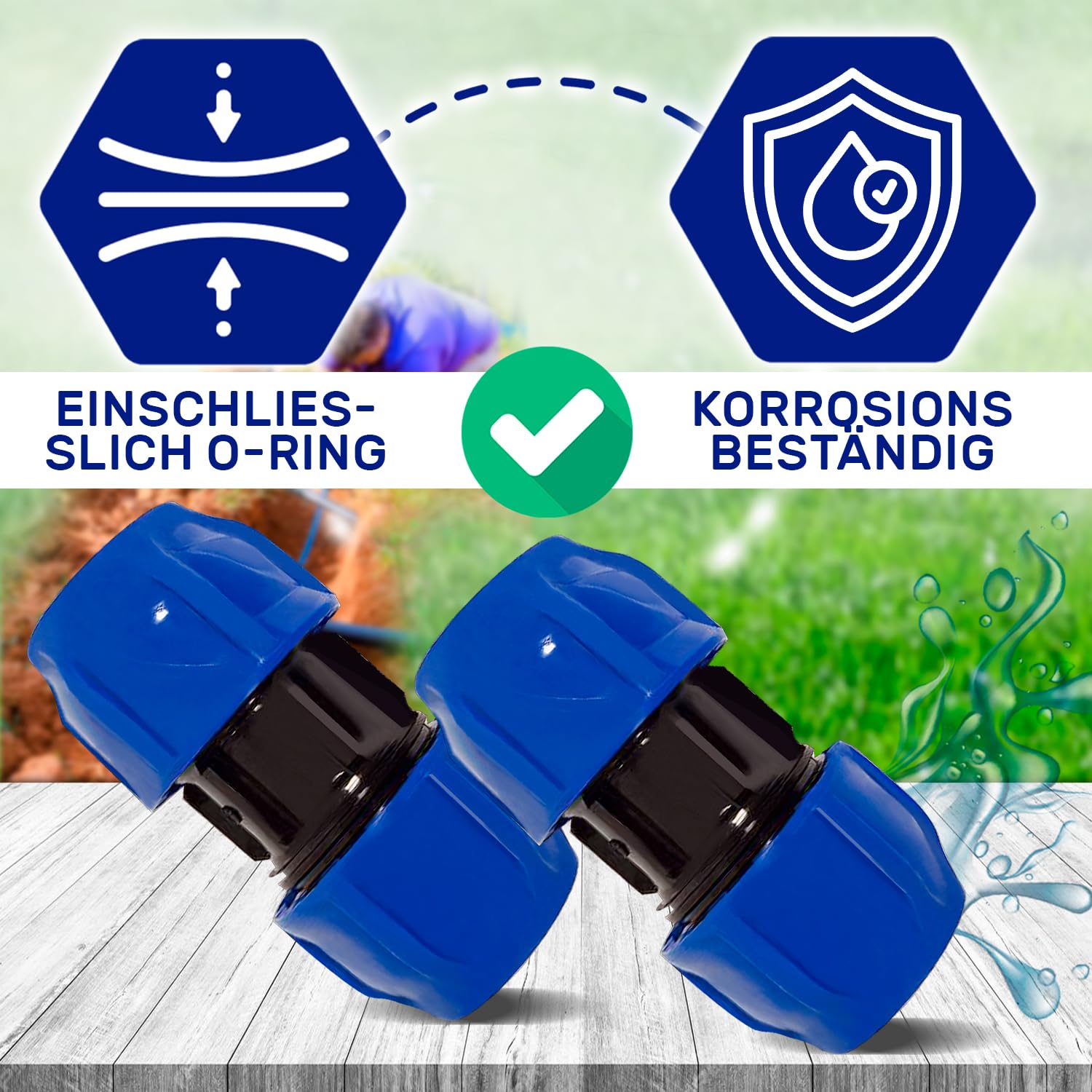 2 Stück Muffe Verschraubung 32 mm x 1″ mit Außengewinde aus Polyprop – Monteral