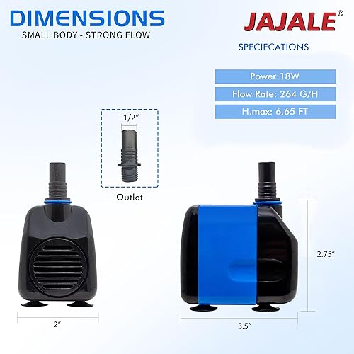 Miniatura 2 de Bomba de agua sumergible de 265 GPH ultra silenciosa para estanque, acuario, pecera, fuente, hidroponía, paquete de 2