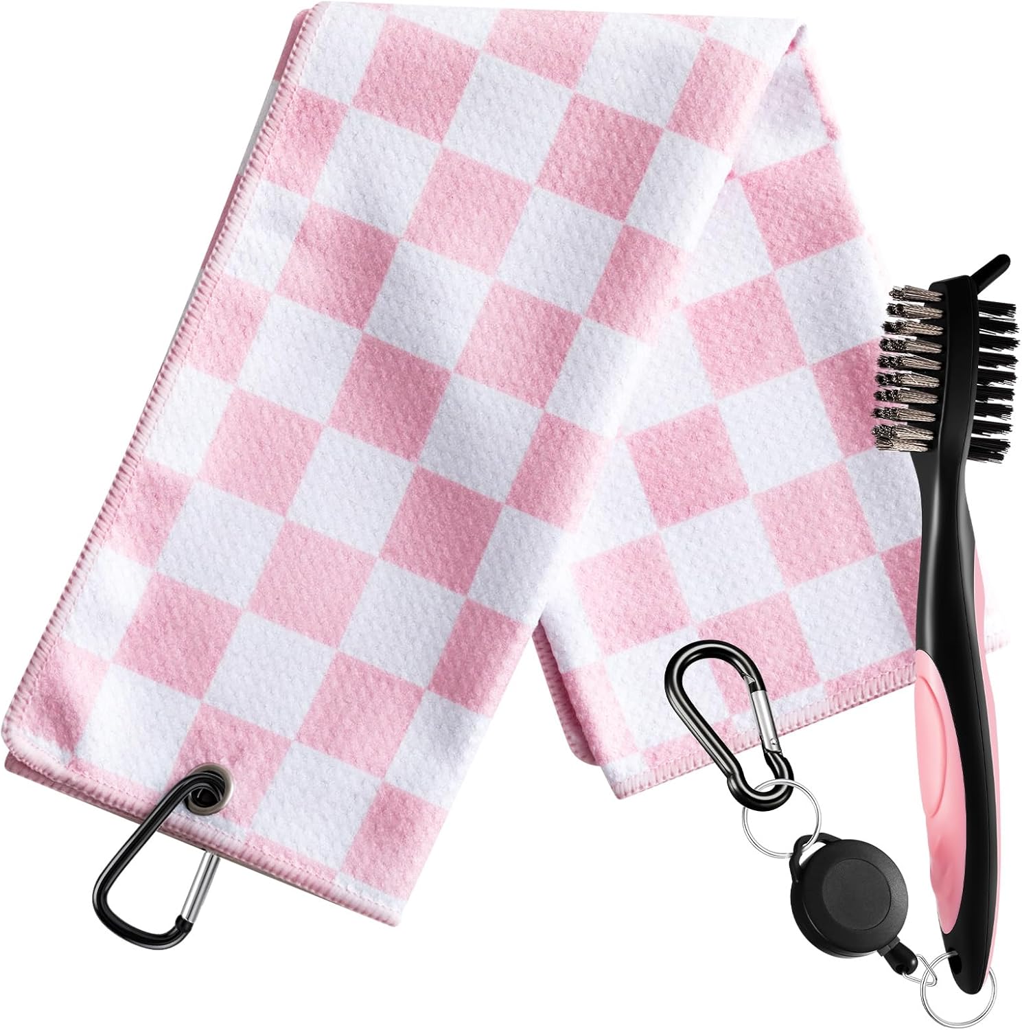 Liliful Golf Accessories Kit Include Microfiber Waffle Golf Towel and Club Groove Cleaner Brush for Women Man Gifts