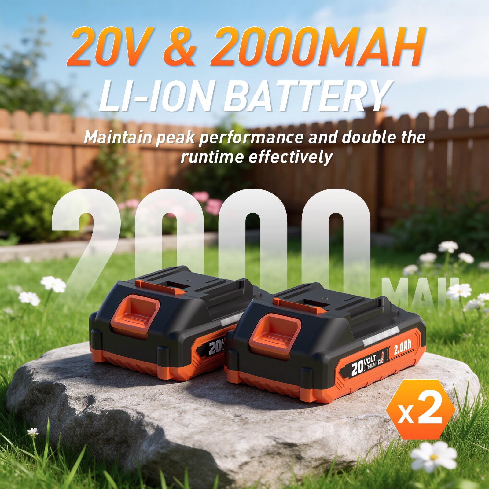 Maxlander Cordless Leaf Blower, leaf blower and vacuum with 2x2.0Ah Battery and Charger, Two-Speed Mode, garden Air Blowers for Lawn Care, Debris Dust Cleaning — view 5
