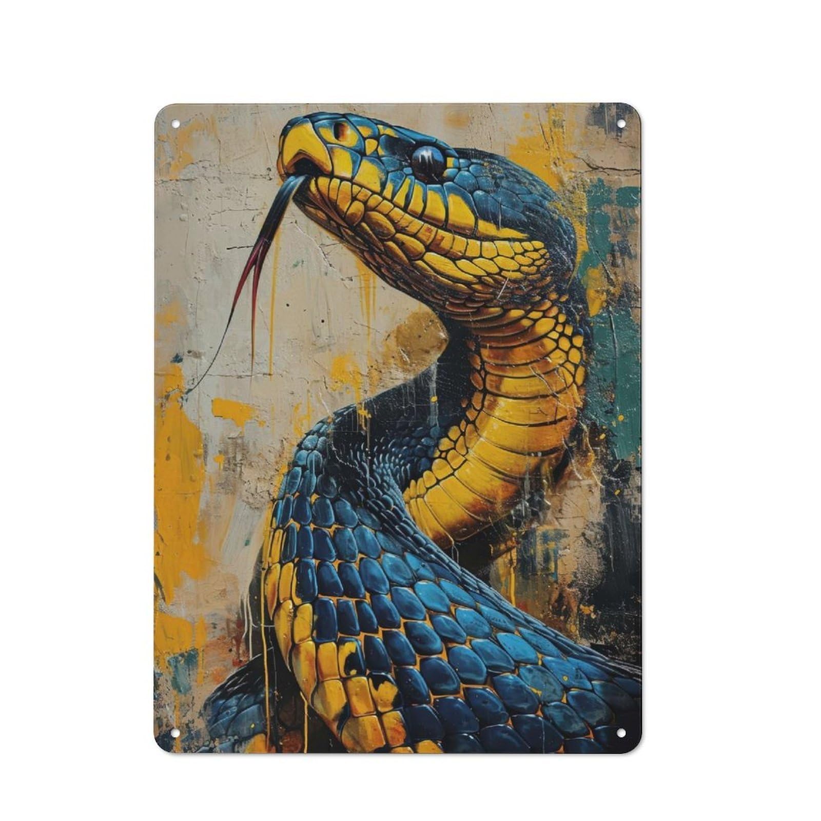 Junmoney The Insidious Snake Garage Metal Sign 40X30cm, Retro Workshop Wall Decor For Tool Room, Garage, Studio Or Home Bar