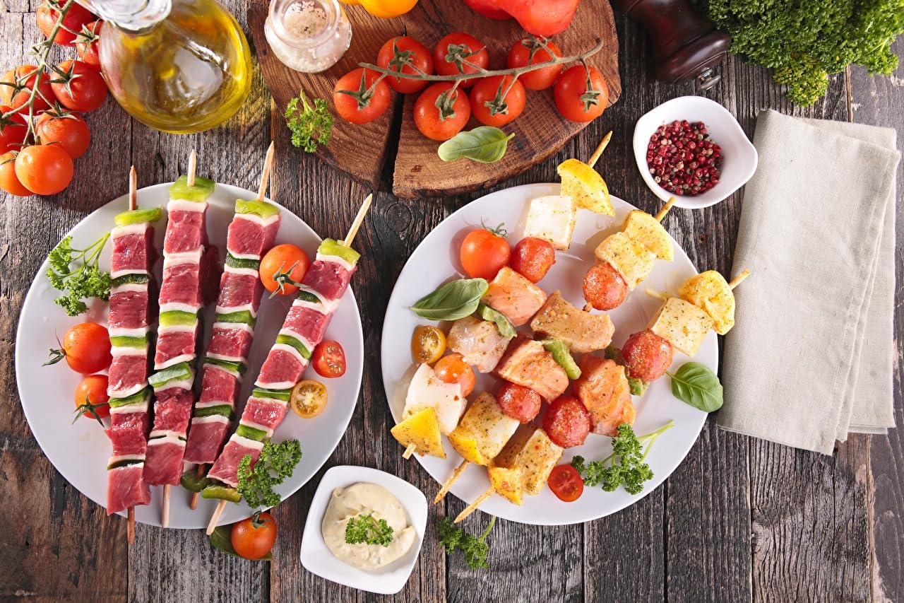 Wallpaper Shashlik Tomatoes Food Plate Vegetables boards - 8 X 12 Inch Retro Tin Sign