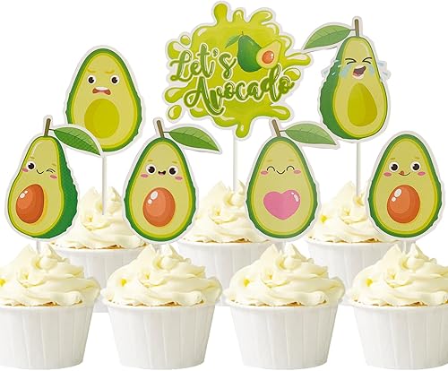 Miniatura 5 de 21 piezas de decoración de cupcakes Let's Avocado Fruit Treat Cake Picks para decoración temática de aguacate, boda, fiesta de cumpleaños