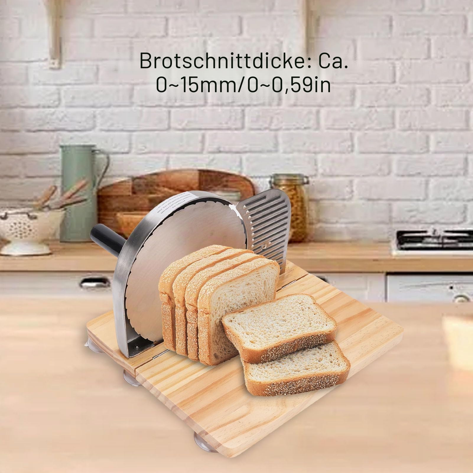 Luocute Manuelle Brots Ch Neider mit Handkurbel, Faltbare Schneide Maschine, Verstellbare Dicke, Edelstahl-Brots Ch Neider für Selbst Gemachtes Sauerteig, Harte Zutaten, Obst und Gemüse