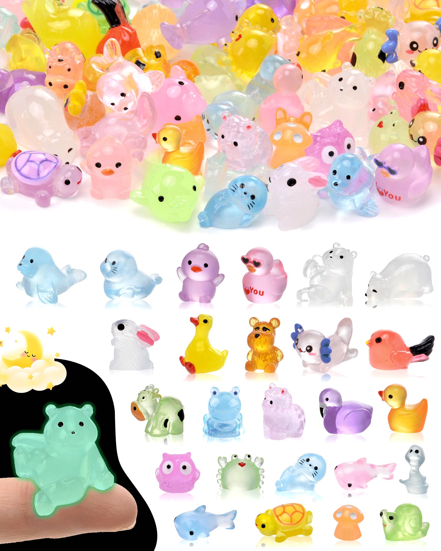 FEXIA 25 Styles Mini Resin Animals,100 PCS,Fairy Garden Accessories Outdoor