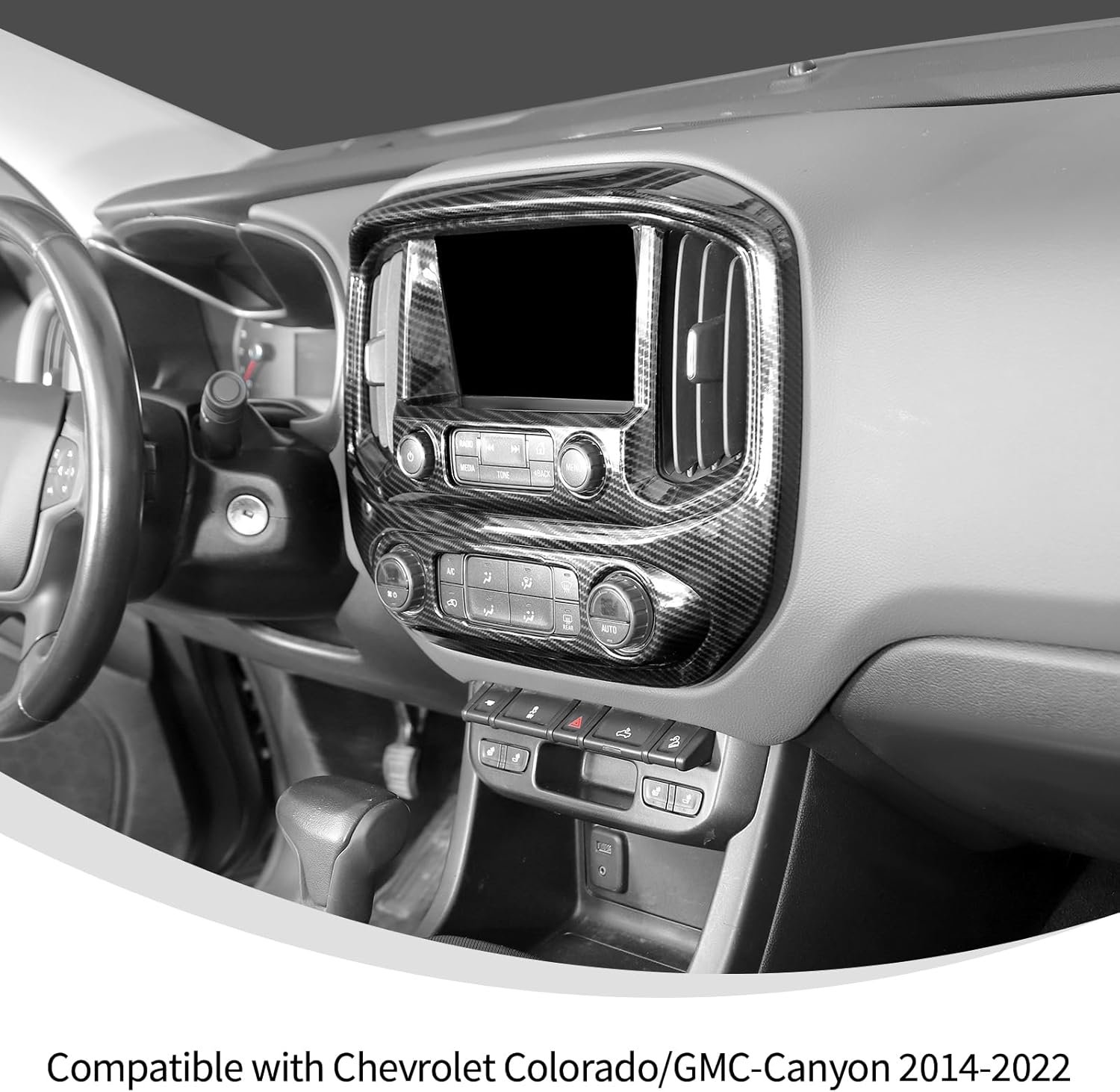 Linskip Dash Information Screen Cover Compatible with 2015-2022 Chevy Colorado & GMC-Canyon, Climate Control Panel Trim Kit for Colorado Interior Accessories Carbon Fiber Black
