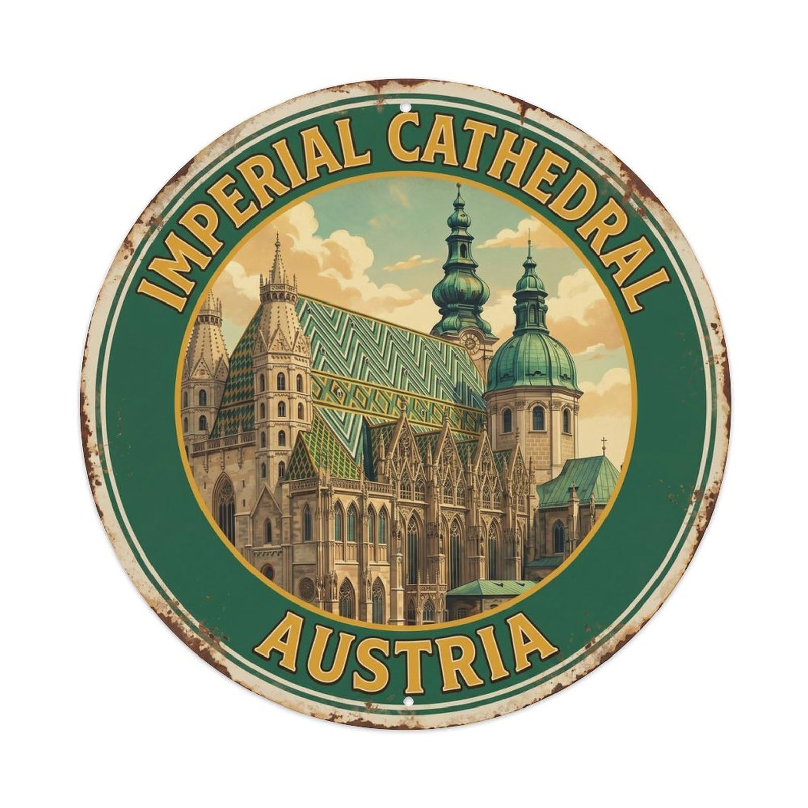 Vintage Travel Imperial Cathedral Austria Metal Tin Sign
