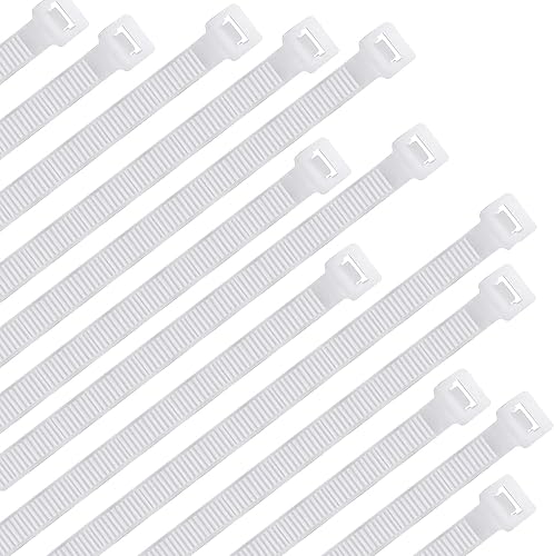 50Pcs Cable Zip Ties 300 x 4.8mm / 12 x 0.19 Inch Self-Locking Nylon Tie,50LBS Tensile Strength,Wraps Cord Management,Plastic Heavy Wire Toes for Home,Office,Garden,Outdoor,White/Clear 30cm x 0.48cm