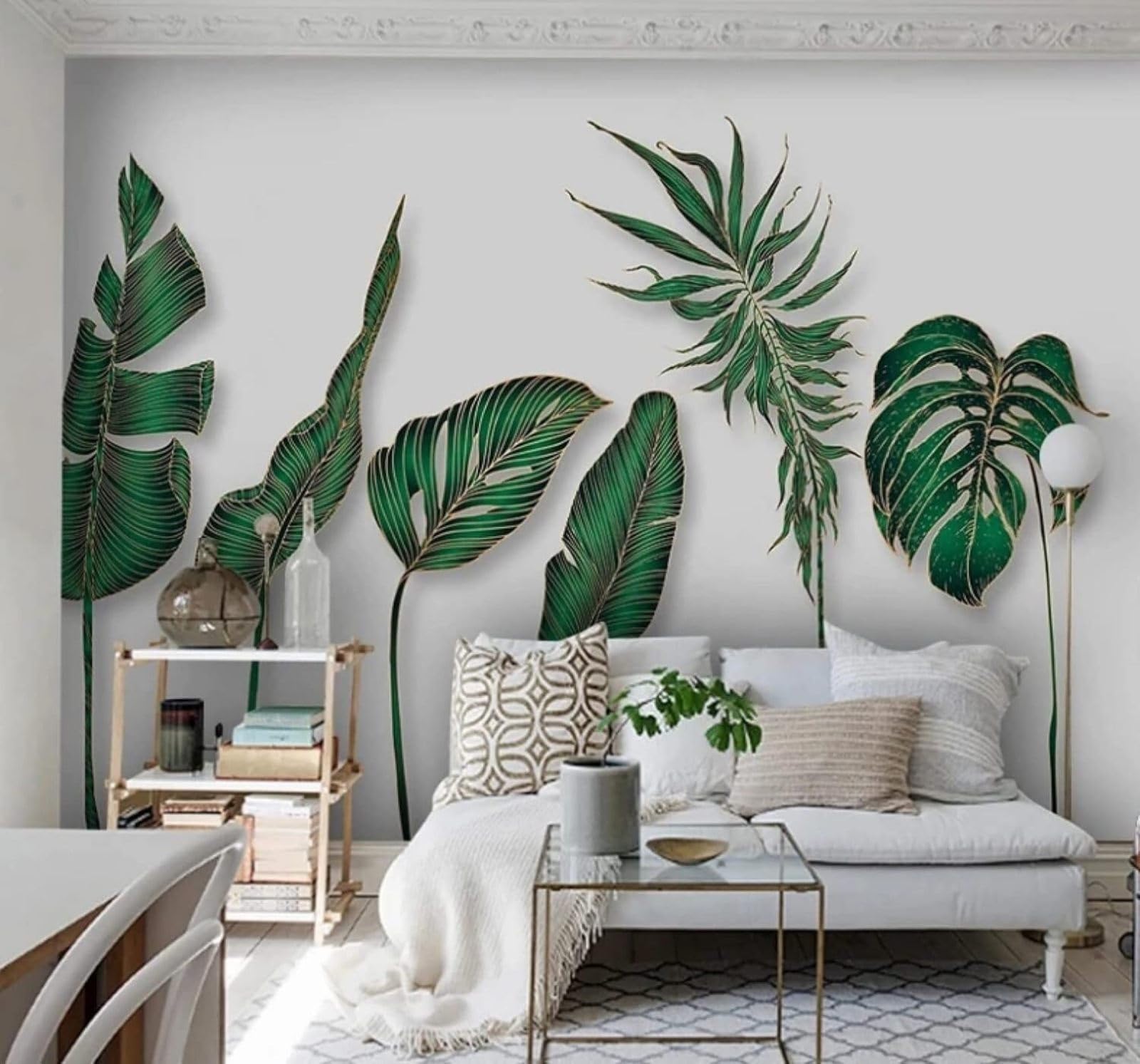 XLMING Fresh Hand Drawn Plants Leaves Pattern 3D Wallpaper Luxury Home Dining Decor Paste Sofa Living Room The Wall for Bedroom Mural-430cm×300cm