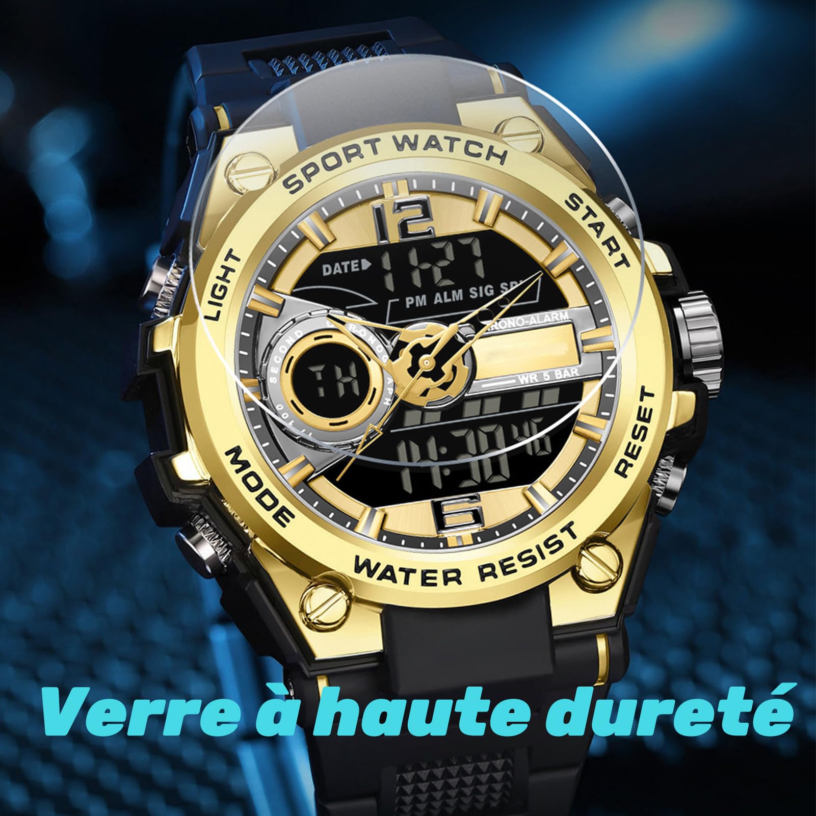 Orologio militare da uomo, per attività all'aperto, sportivo, impermeabile a 50 atm, orologio tattico, militare, per sport, grande quadrante multiplo, facile da leggere in notte