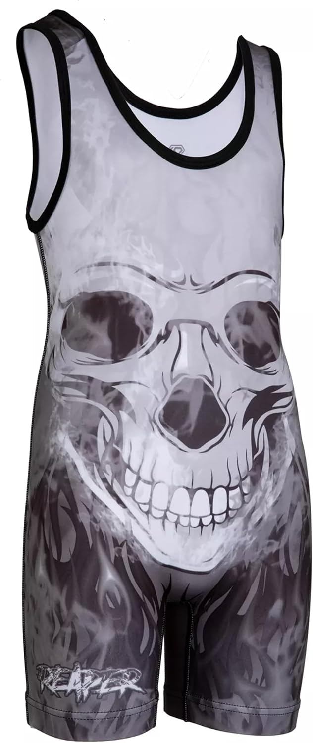 Unisex Wrestling Singlet for Adult Wrestlers - 3 Color Skull Singlet Bundle for Men & Women Adult-Small