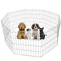 Cercadinho Pet Dobrável para Cachorros de Pequeno Porte - Cercado Móvel com 8 Módulos de Telas de 60 cm de Altura - Prateado