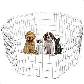 Cercadinho Pet Dobrável para Cachorros de Pequeno Porte - Cercado Móvel com 8 Módulos de Telas de 60 cm de Altura - Prateado