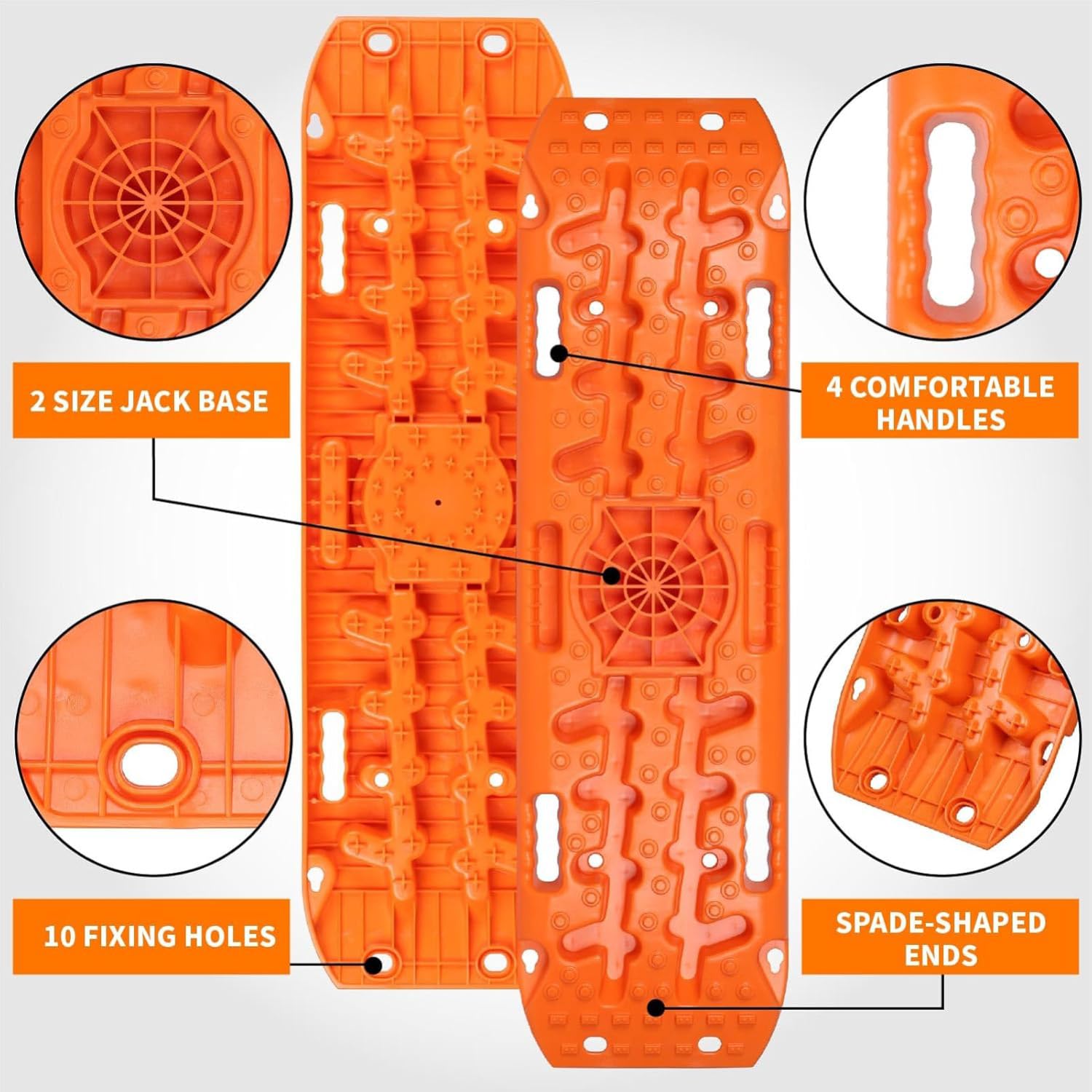 NEWFUN Tablas de Tracción Todoterreno,2 Unidades de Placas de Arena Todoterreno,10 T, Apto para Vehículos Todoterreno, Autocaravanas, Turismos, Camiones, Coches Negros, (107 x 31 x 7 cm)