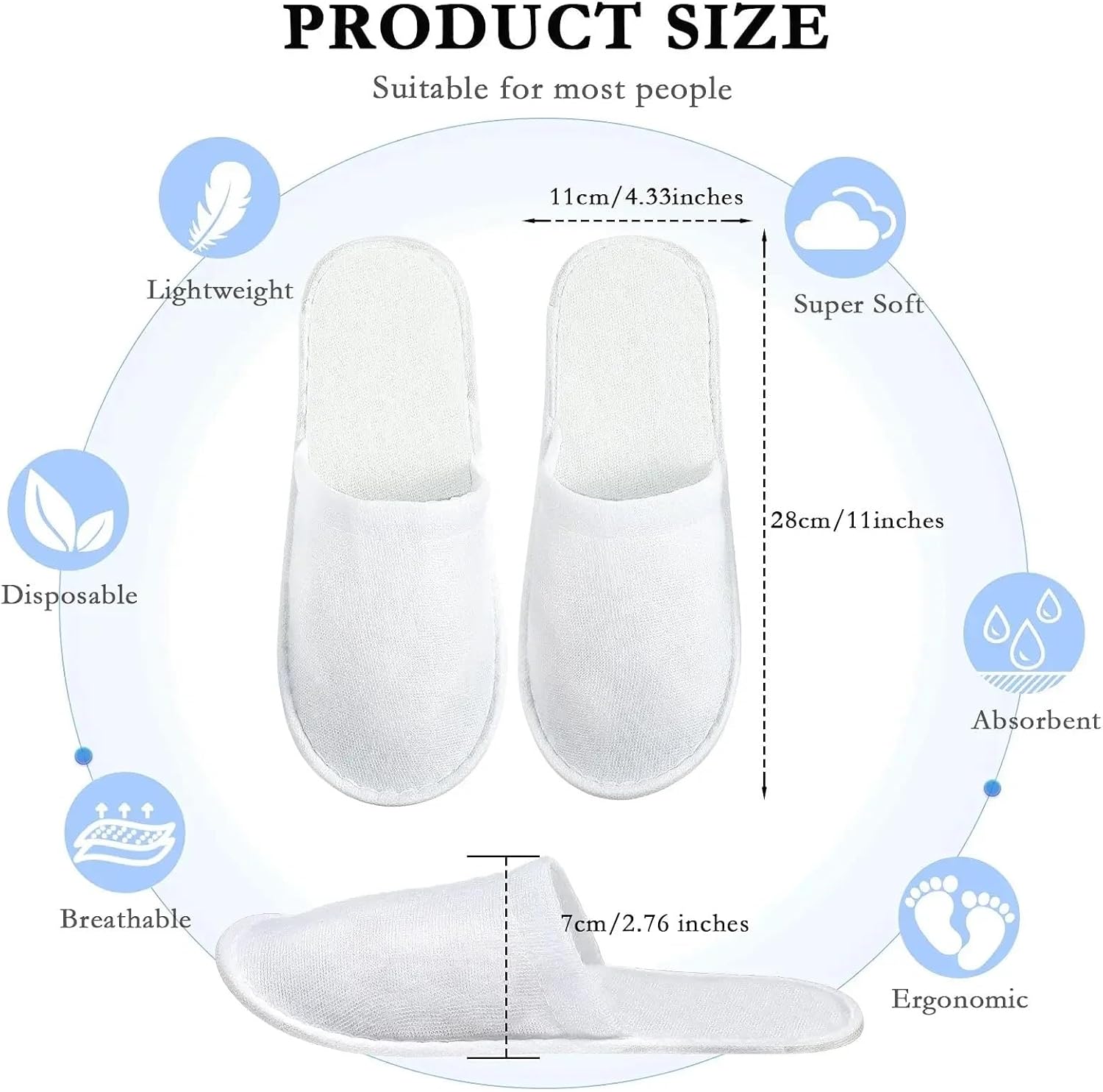 House Slippers 20 Pairs Closed Toe Plush Bathroom Slippers Suitable For Families,Hotels, SPA,Travel