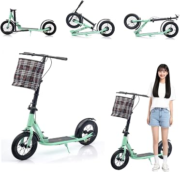Kick Scooters for Age 7+ Teens & Youth, Folding Commuter Kick Scooter, 2 Wheel, Lightweight, Adjustable Handlebar,12 Inch Big Air Wheels, for Kids Tenns Adults