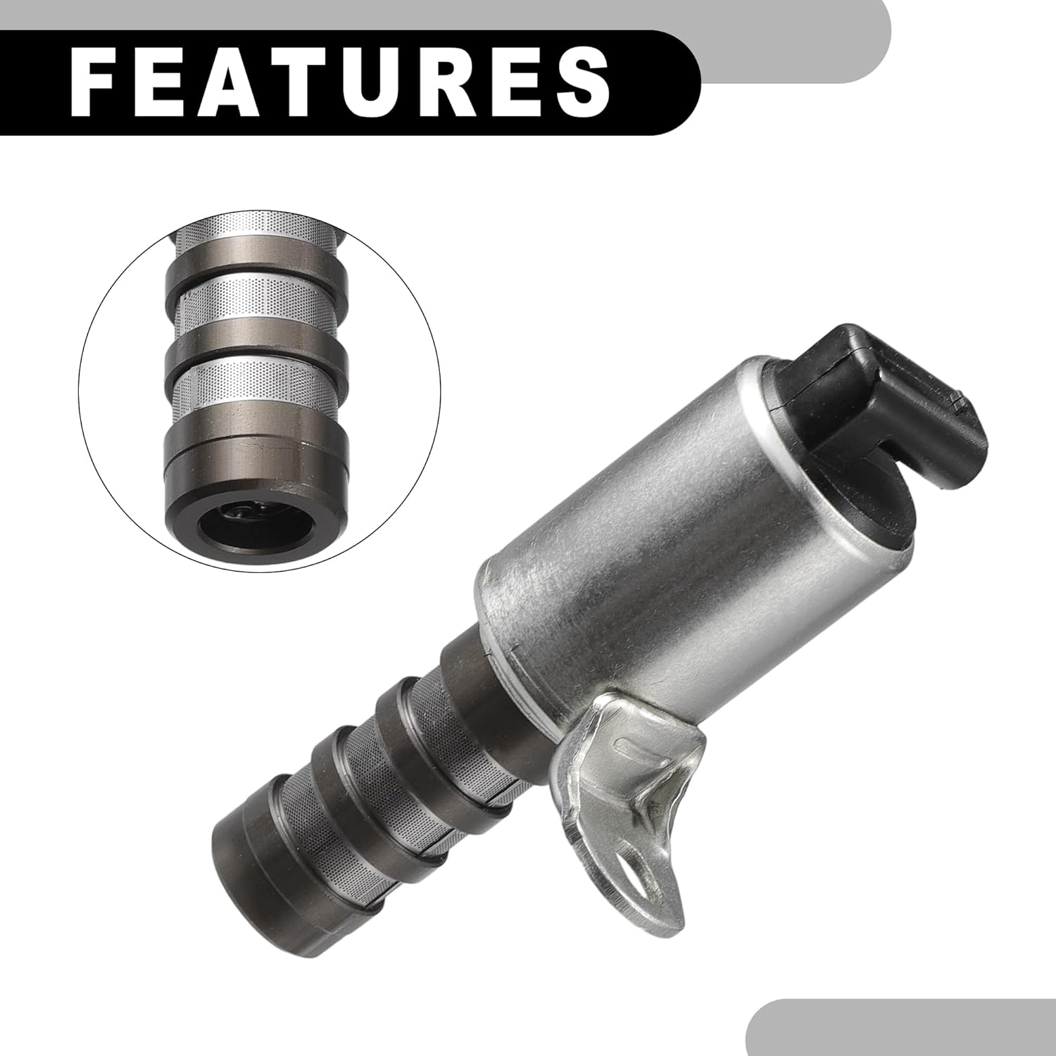 Engine Variable Valve Timing VVT Solenoid No.CJ5Z6M280A - Car Engine Camshaft Oil Control Valve - for Ford C-Max 2013-2018 Metal Silver Tone - 2 Pcs