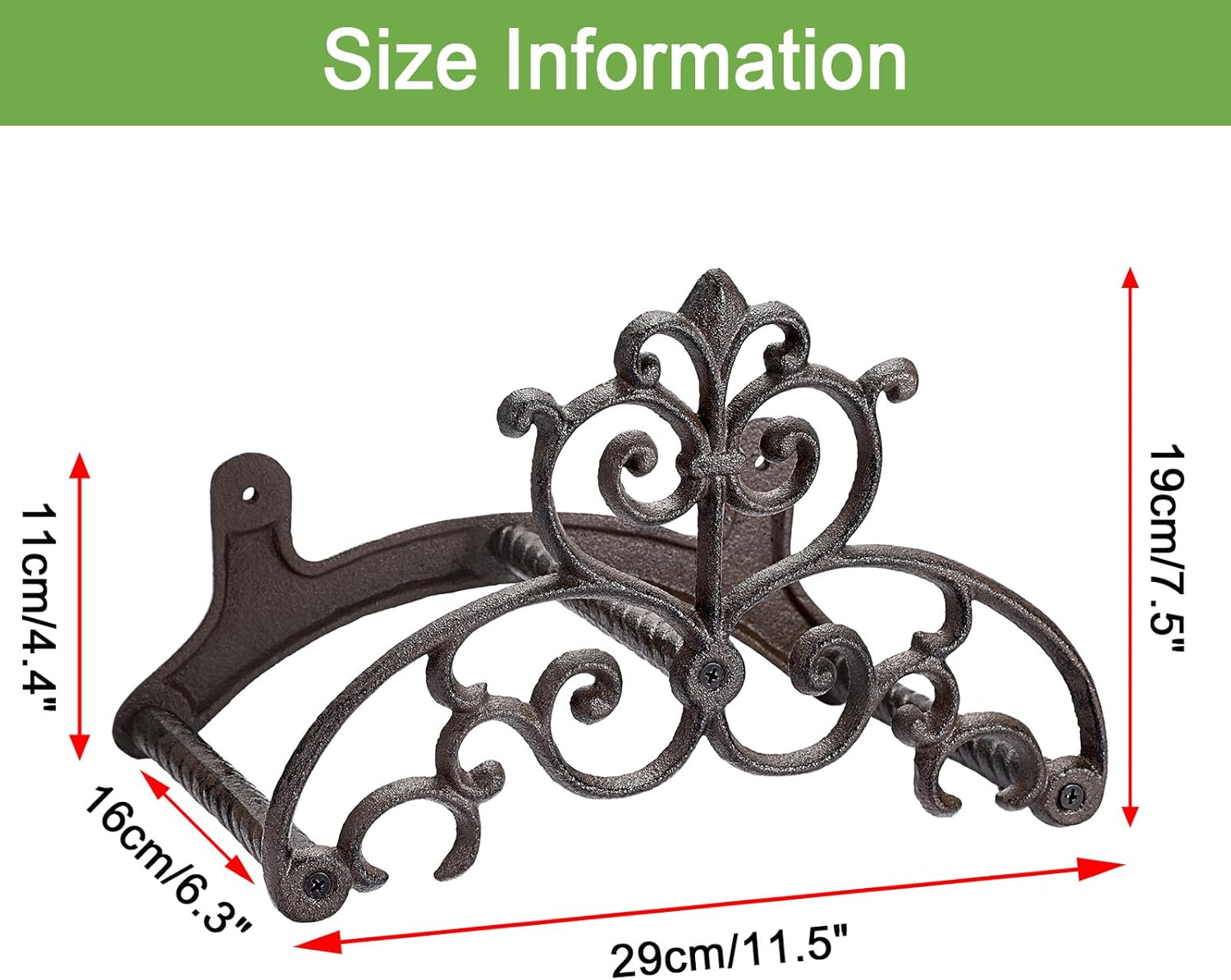 OwnMy Cast Iron Garden Hose Holder Heavy Duty Wall Mount Water Hose Reels Holder, Decorative Water Hose Hanger Garden Hose Storage Organizer Rack for Outdoor Lawn Yard, 11.5"L x 6.3"W x 7.5"H