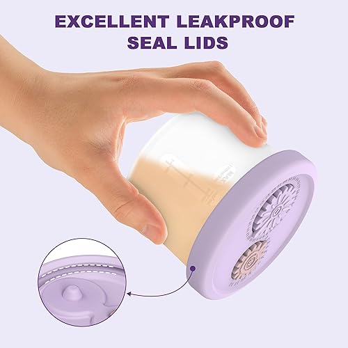 Miniatura 7 de Recipientes de silicona para alimentos para bebés con tapas de seguimiento de fechas, paquete de 6 recipientes reutilizables para almacenamiento de