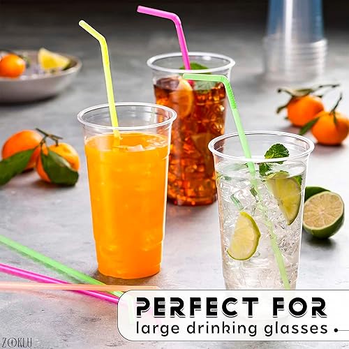 Miniatura 5 de Paquete de 200 pajitas flexibles de plástico extralargas  Pajitas flexibles desechables para cóctel  Coloridas pajitas rizadas de neón de 17
