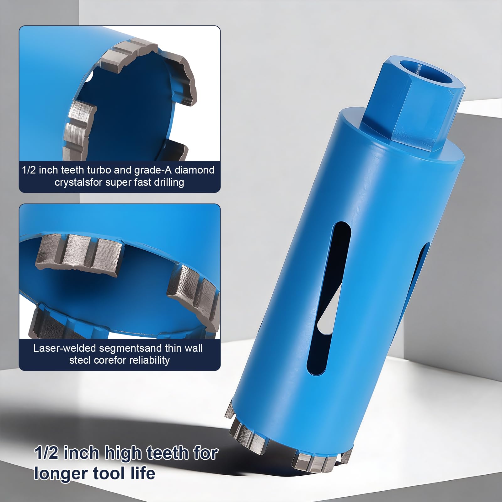 Punta diamantata M16, diametro 68 mm, per trapano a nucleo, 110 mm, con turbo, trapano diamantato SDS-Plus per martello perforatore, trapano a secco per calcestruzzo