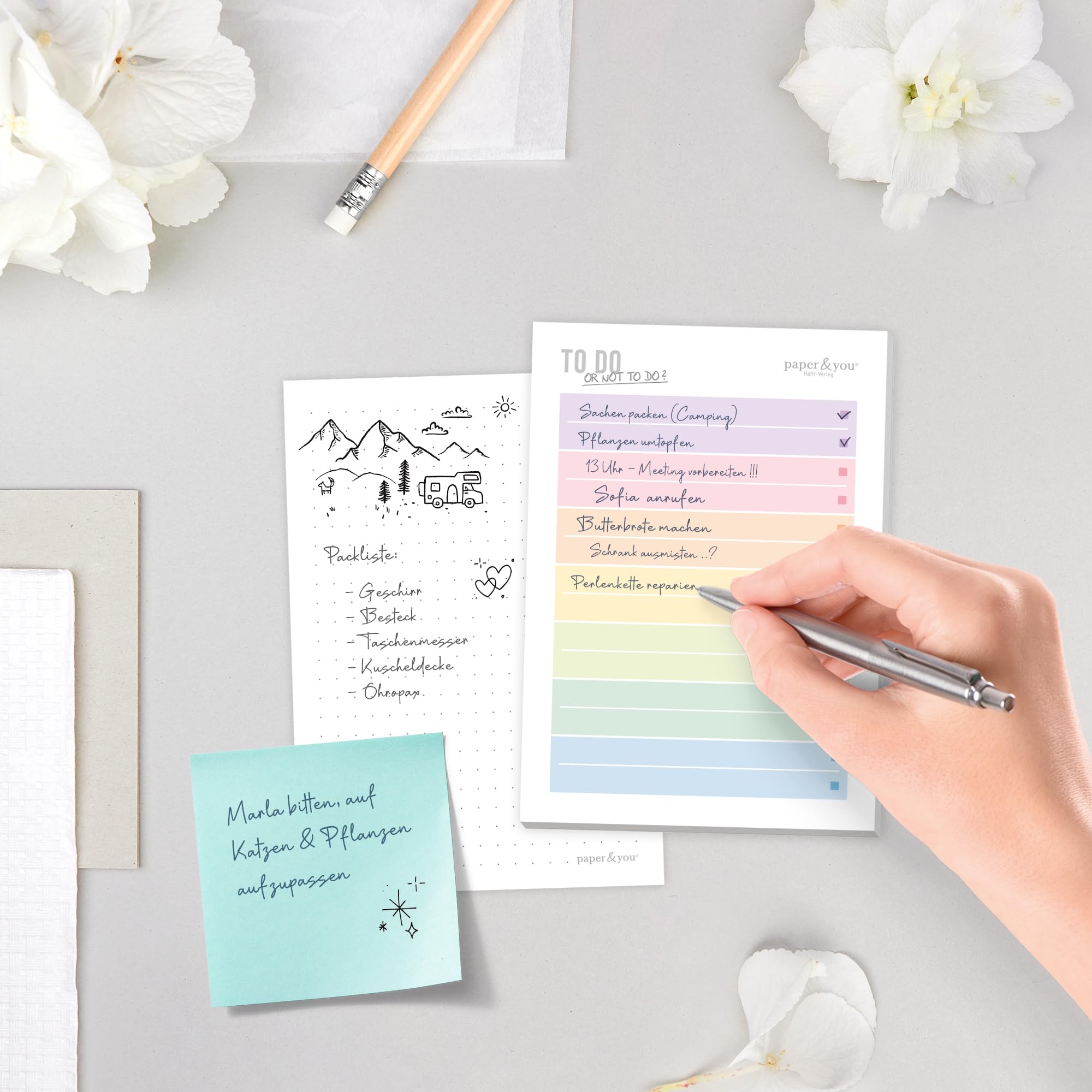 paper&you® A6 to-do list pad "Rainbow" with 50 tear-off sheets - notepad, daily planner, organizer - sustainable & climate-friendly - Image 4
