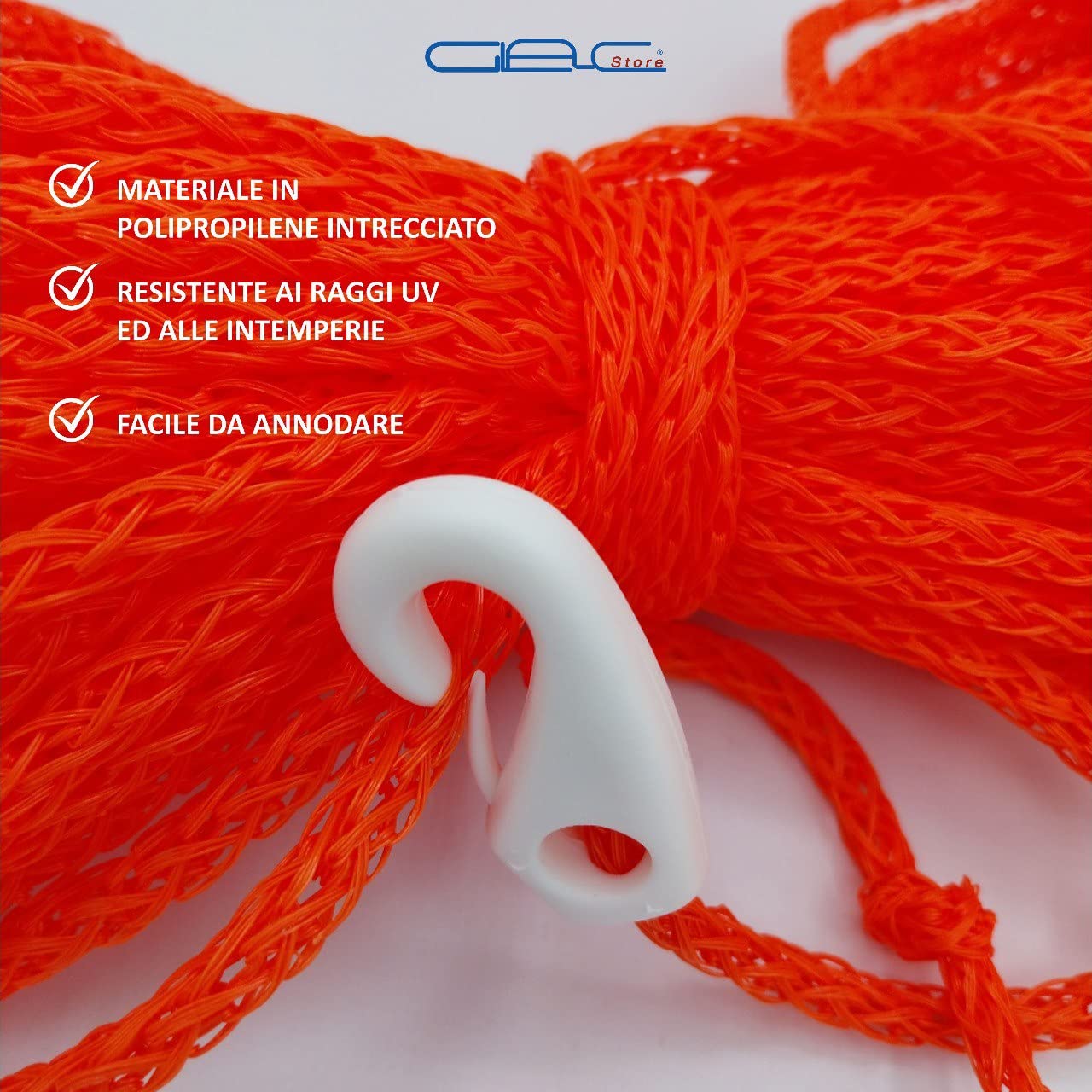 Cima Galleggiante Treccia da 6mm con Moschettone 30 Metri di Lunghezza Colore Arancione ideale per Salvagente Anulare Kayak SUP Board