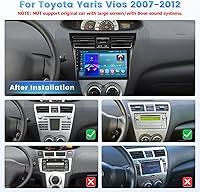 Vista 2 de Roinvou [2G + 64G] Radio de coche para Toyota Yaris Vios 2007-2012 con Carplay inalámbrico/Android Auto, 9 pulgadas Android 13 IPS pantalla táctil