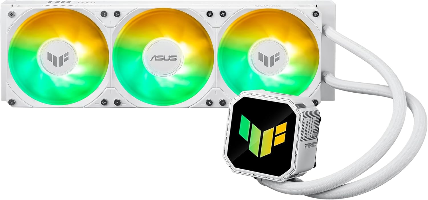 ASUS TUF Gaming LC III 360 ARGB WHT, Dispositivo di Raffreddamento a Liquido All-in-One, Tre Ventole ARGB Preinstallate ed Integrate, Tubi da 400 mm, Compatibile con Intel e AMD, Bianco