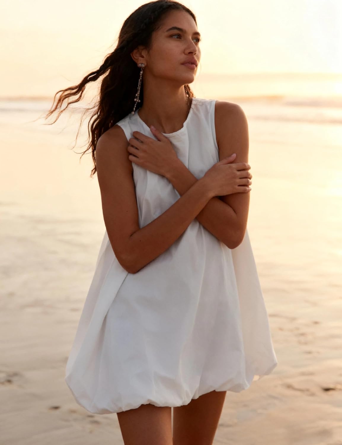 Majdan Womens Bubble Mini Dress Summer Sleeveless Short Dresses Lantern Tank Dresses Beach Sundress with Pockets - Image 5