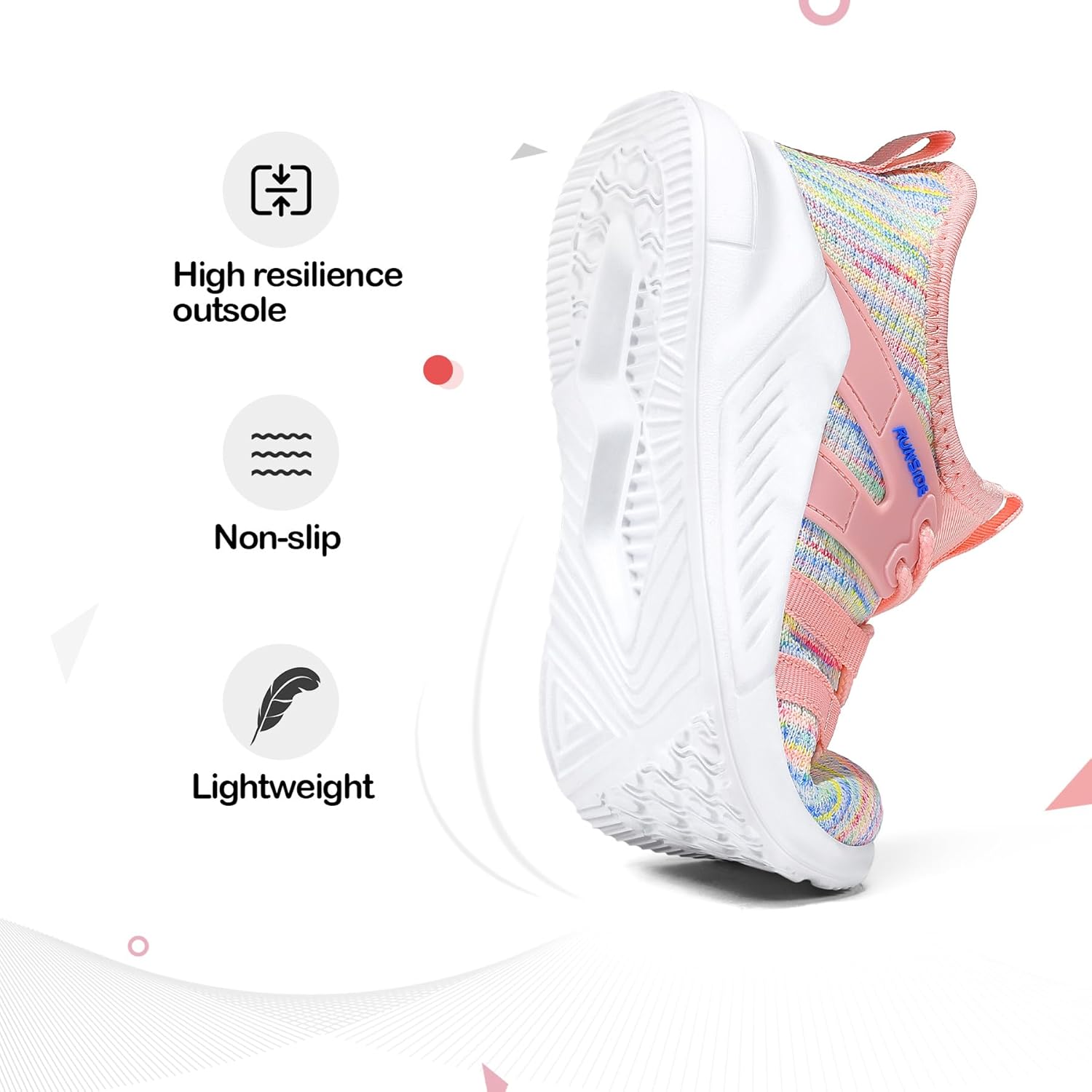 RUNSIDE Girls Tennis Shoes Lightweight Sports Kids Sneakers Lace-up for Running/Walking, Toddler/Little Kid/Big Kid - Image 4