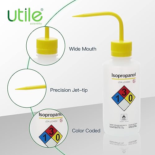 Miniatura 3 de Utile Botellas de lavado de seguridad con ventilación automática de isopropanol, 4 piezas de vol.16.9 fl oz, botella exprimible de boca estrecha,