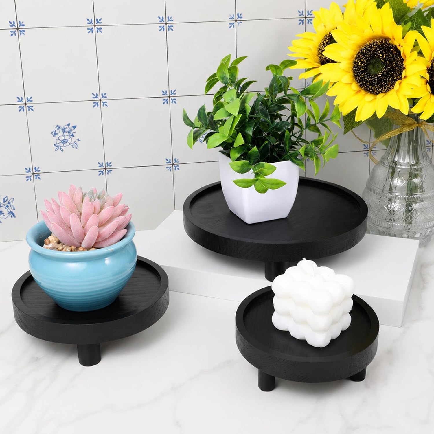 3 Pcs Wooden Display Risers Modern Wood Riser for Display
