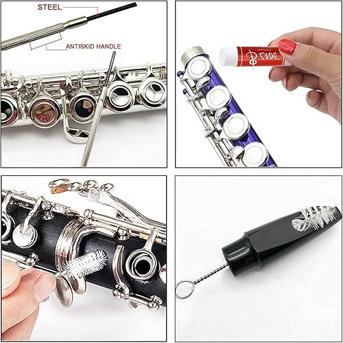 Miniatura 7 de SKYNEO - Kit de limpieza para saxofón, kit de limpieza para clarinete con kit de mantenimiento, grasa de corcho, hisopo, correa, paño de limpieza
