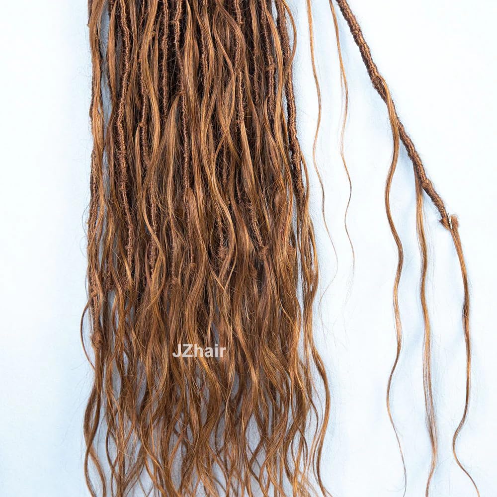 #30 Color Crochet Bohemian Locks With Body Wave Virgin Human Hair Curls Pre-Looped Goddess Dreadlocks Wavy Full Ends Hair Extensions For Women Color 30 1Pack/24Locks 18 Inch