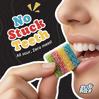 Zesty Bitez - Sour Candy Belts - Vegan Candy Strips, Super Sour Gummies - Mouth Puckering Sweet Candies for Adults & Kids - Resealable Pouch 4.2oz - Tropical Rainbow by Finatic