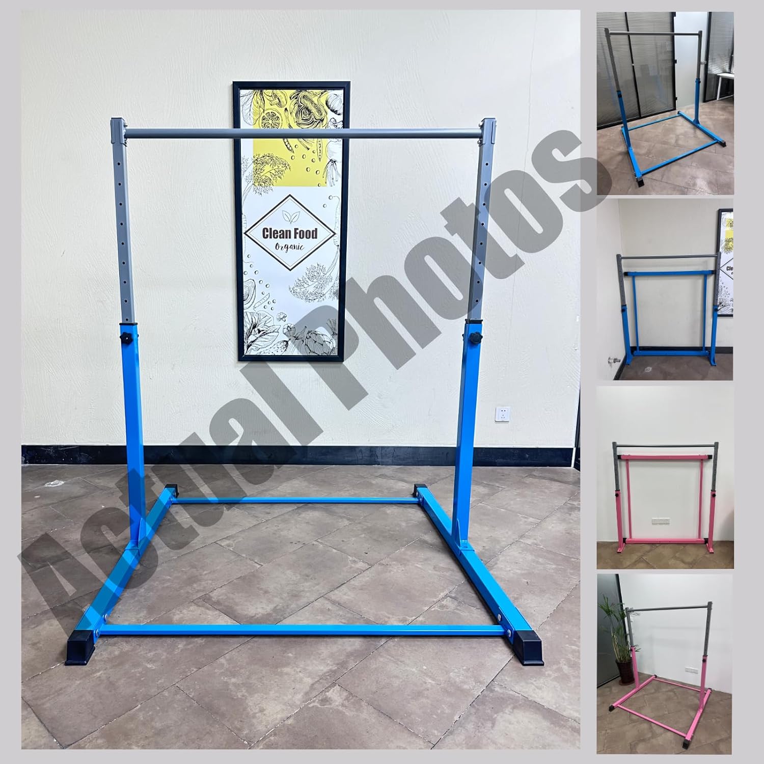 Safe Sturdy Gymnastics Bar for Kids Ages 3-18，Easy to Assemble and Release，3'-5' Adjustable Heigh，Anti-Slip，Steel Home Gym Training Bar for Junior Gymnasts，Gymnastic Equipment for Indoor Practice，All