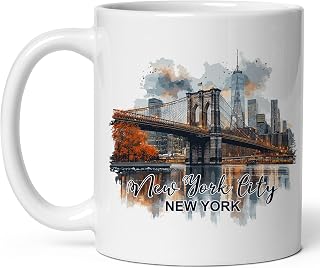 New York City New York Ceramic Coffee Mug 11oz Big Apple – Tea Coffee Mug with Comfortable Grip – Unique Travel Gift Cup for Office or Home – Vibrant Long-Lasting Print ID44991